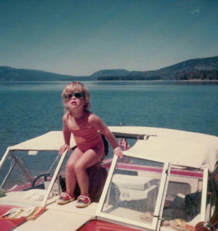Jenn as little girl on boat on Jackson Lake