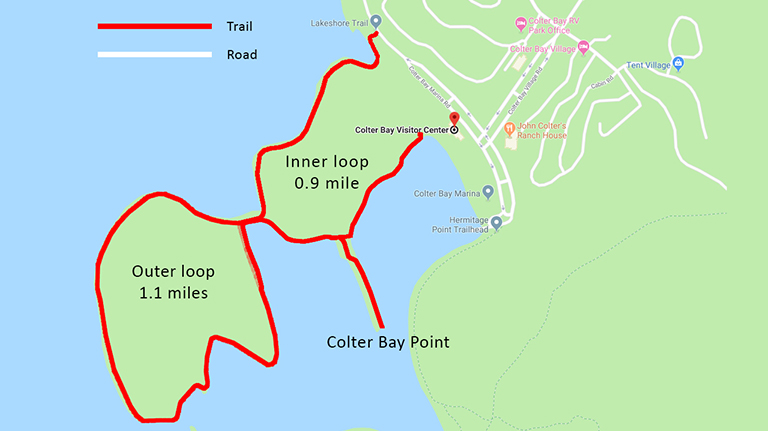 Map of Colter Bay Lakeshore Trail