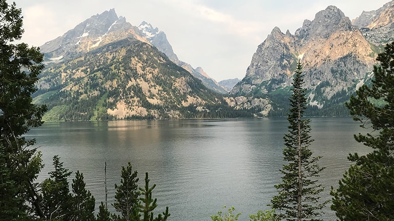 Scenic Overview of Jenny Lake looking into Cascade Canyon