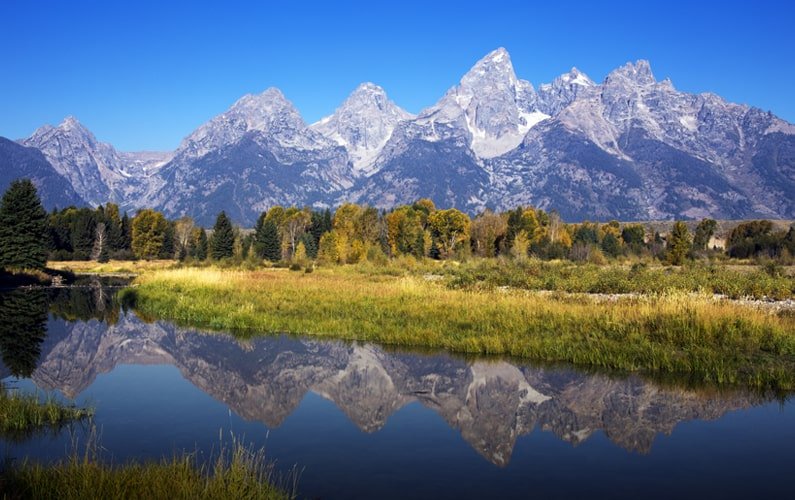 Reflections of Tetons at Schwabacher Landing's Second Parking Lot