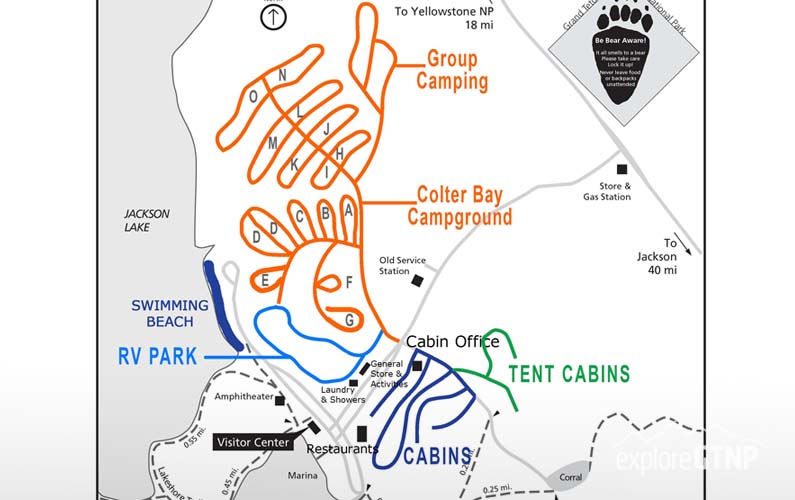 Grand Teton National Park Map of Colter Bay Campground