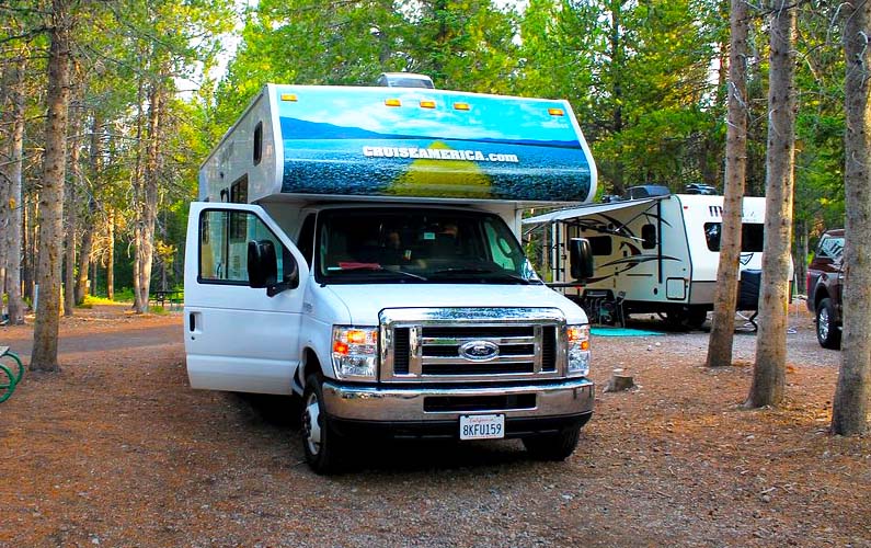 Grand Teton National Park - an RV in a RV Camp spot at Colter Bay RV Park