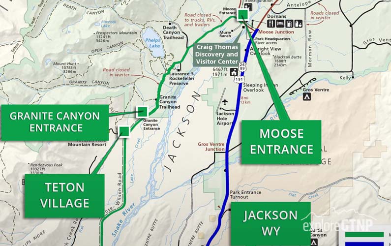 Moose Wilson Road Map in Grand Teton National Park