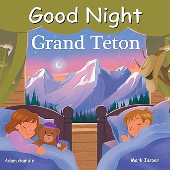 Book cover of two kids asleep in their beds with Teton mountains in the background out their window