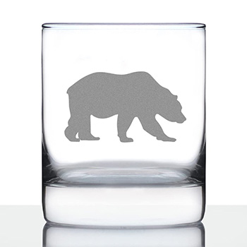 Whiskey glass featuring a bear