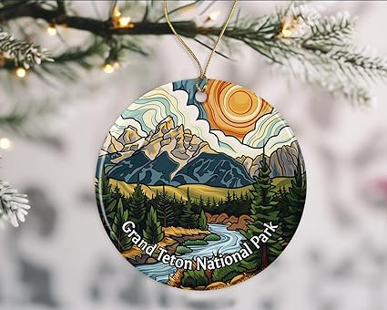 Christmas Ornament - flat, with mountain design