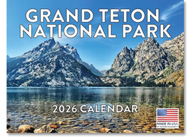 12x12 Calendar for 2026 - Showing a picture of a lake and mountains